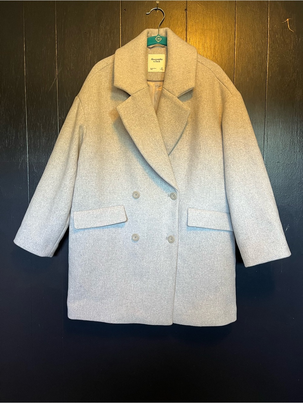 Abercrombie & Fitch Wool-Blend Double-Breasted Women's Coat - Light Gray Size SP
